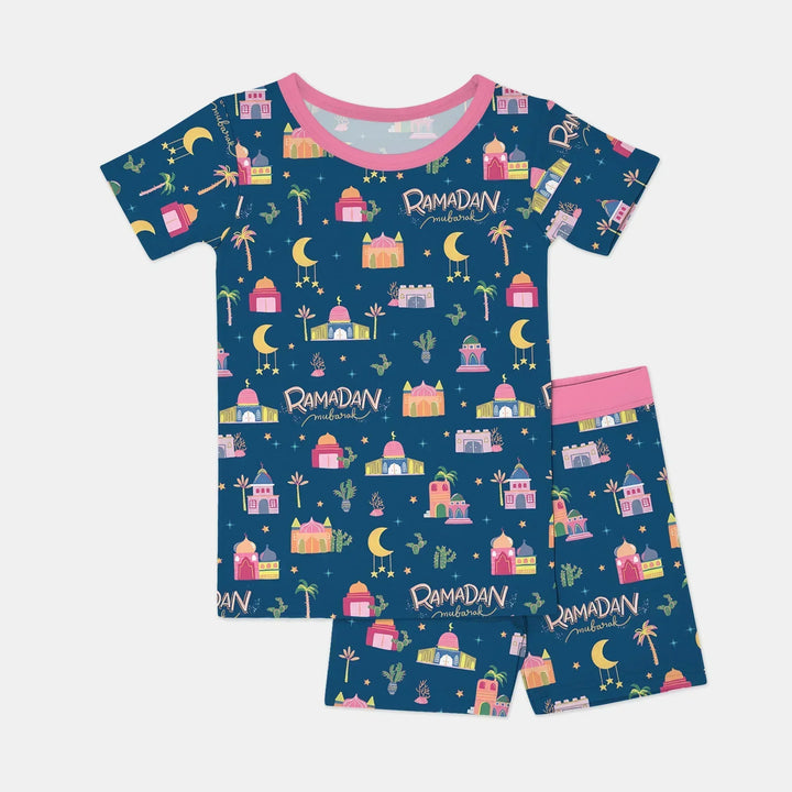 Ramadan Kareem Family Matching Bamboo Two Piece Short Sleeve Shorts Pajama Set