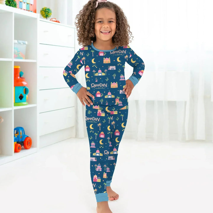 Ramadan Kareem Family Matching Bamboo Two Piece Long Sleeve Pajama Set