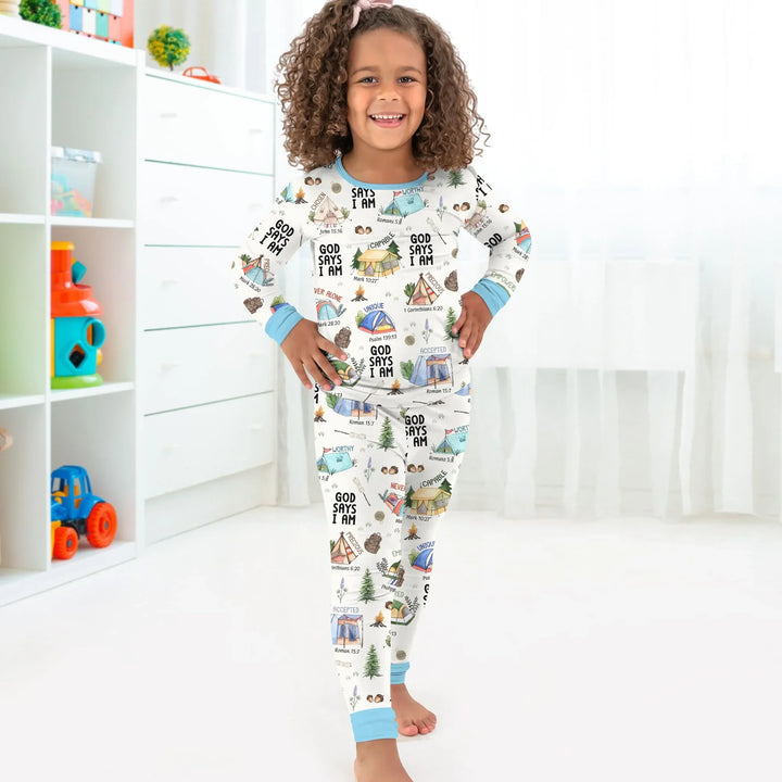 God Says I Am – Adventure Affirmations Bamboo Two Piece Long Sleeve Pajama Set