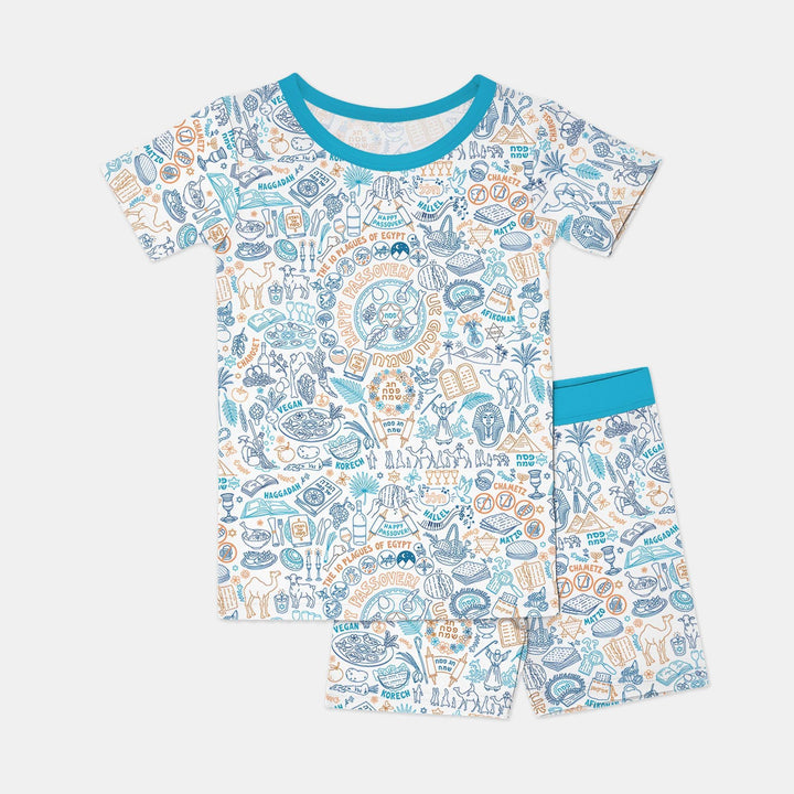 Doodle Passover Matching Family Bamboo Two Piece Short Sleeve Shorts Pajama Set