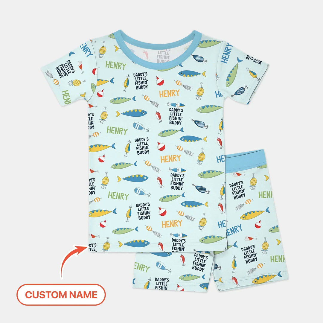 Fishing Squad Family Matching Bamboo Two Piece Short Sleeve Shorts Pajama Set