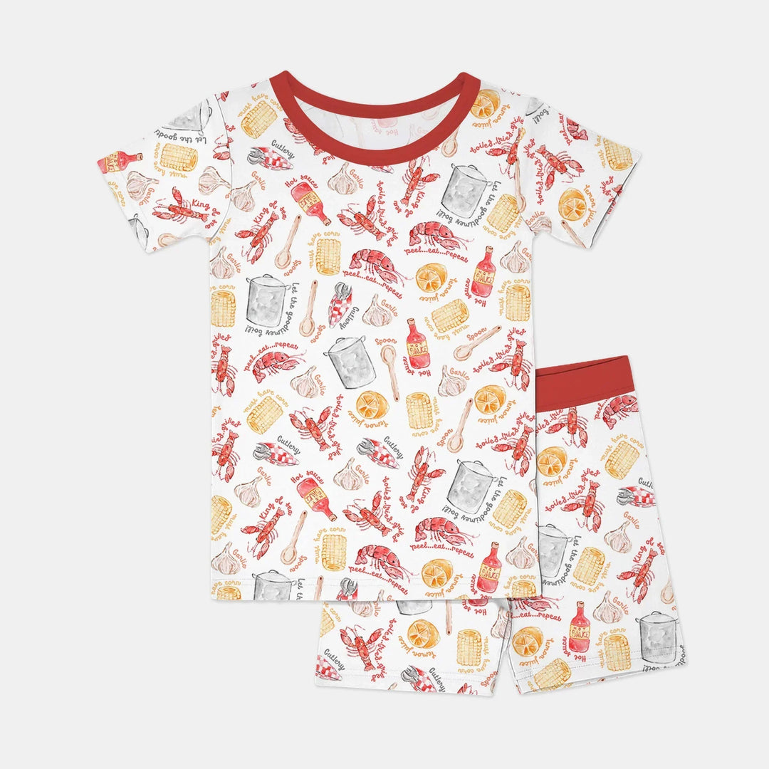 Crawfish Boil Bamboo Two Piece Short Sleeve Shorts Pajama Set
