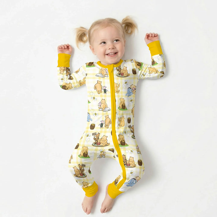 Bear & Friends Yellow Plaid Bamboo Convertible Zippy