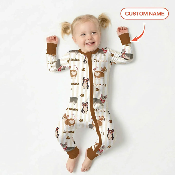 Custom Name Playful Corgis Family Matching Bamboo Convertible Zippy