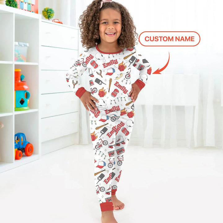 Custom Name Kids Adventure Bamboo Two Piece Long Sleeve Pajama Set