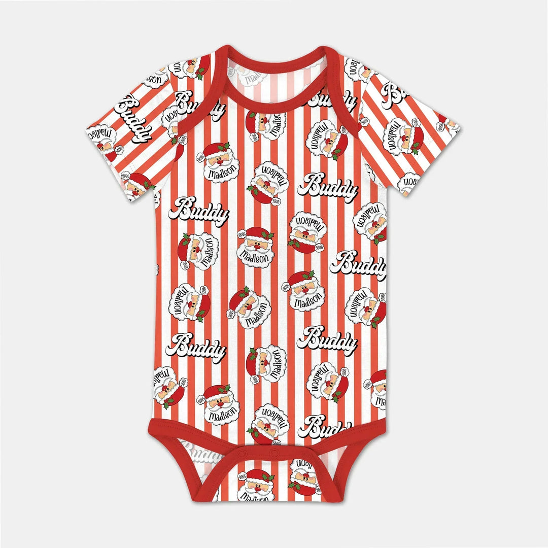 Christmas Santa Claus Custom Name Buddy Bamboo Bodysuit