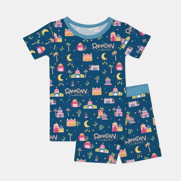 Ramadan Kareem Family Matching Bamboo Two Piece Short Sleeve Shorts Pajama Set