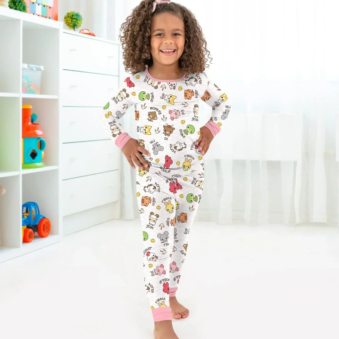 Kawaii Zodiac Bamboo Two Piece Long Sleeve Pajama Set