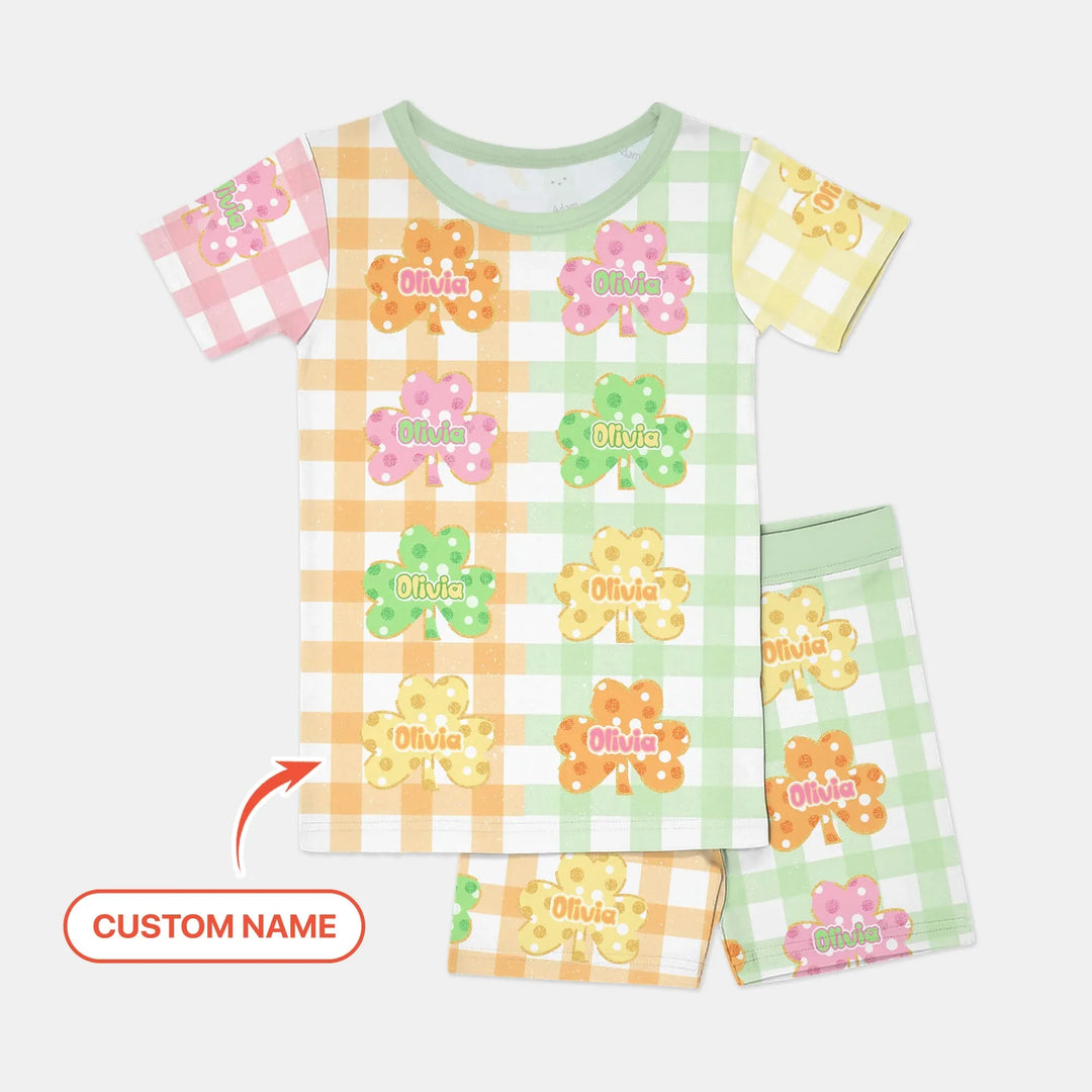 Lucky Shamrock Bamboo Two Piece Short Sleeve Shorts Pajama Set