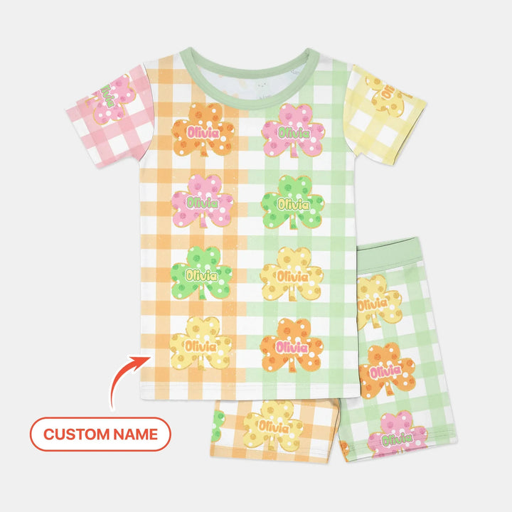 Lucky Shamrock Bamboo Two Piece Short Sleeve Shorts Pajama Set
