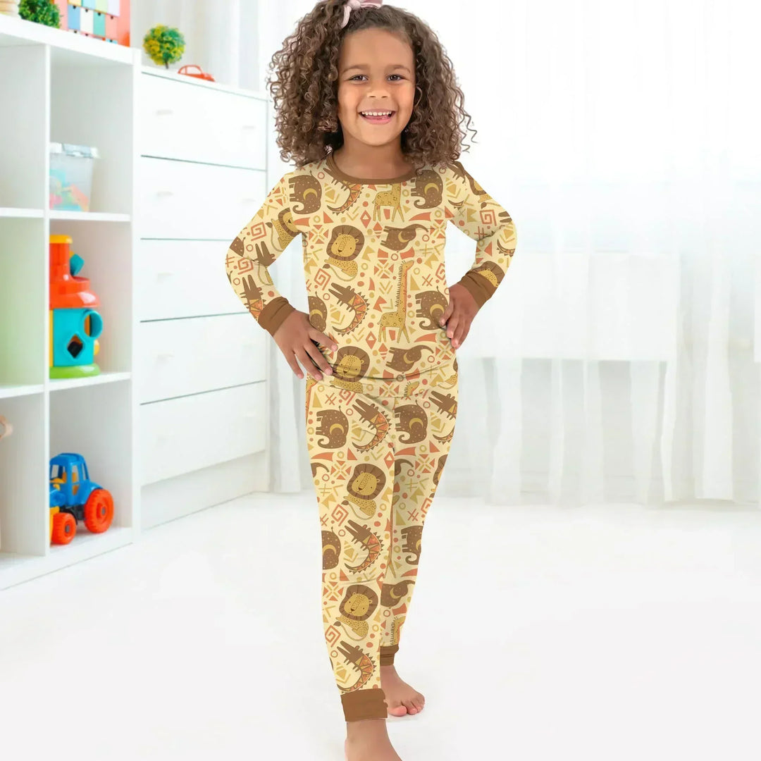 African Animals Spirit Bamboo Two Piece Long Sleeve Pajama Set