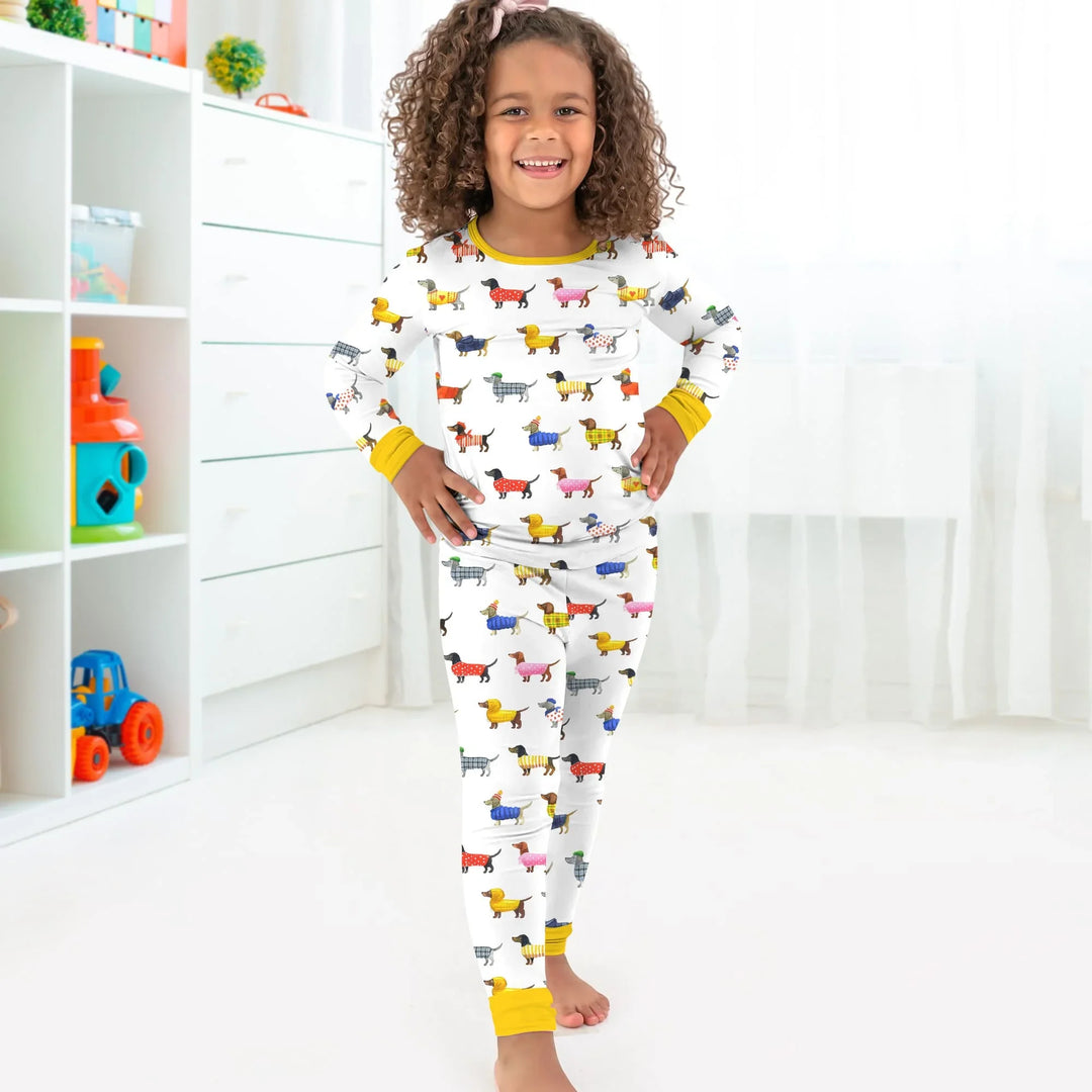Dachshund Fashion Winnier Bamboo Two Piece Long Sleeve Pajama Set