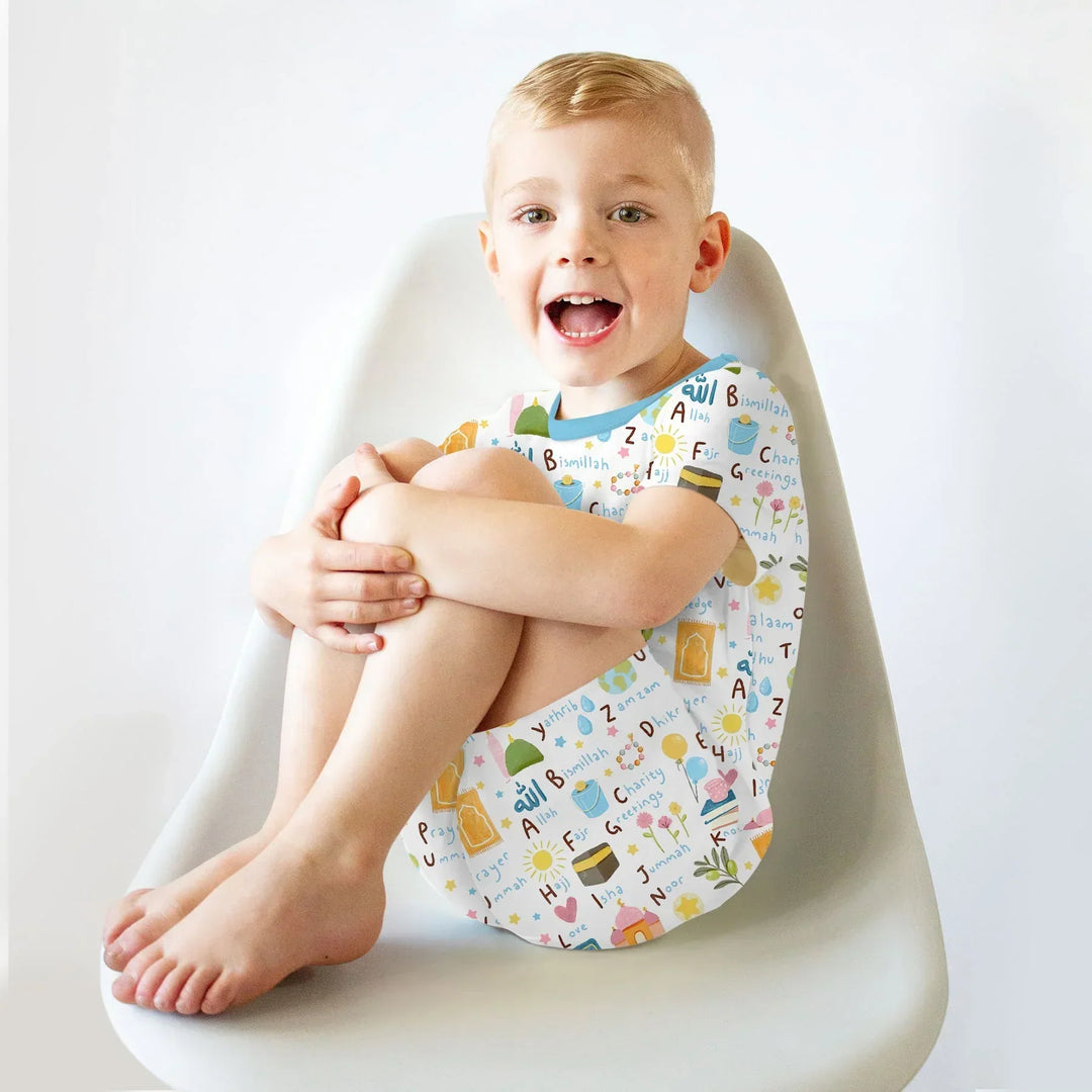 Islamic Alphabet Bamboo Two Piece Short Sleeve Shorts Pajama Set