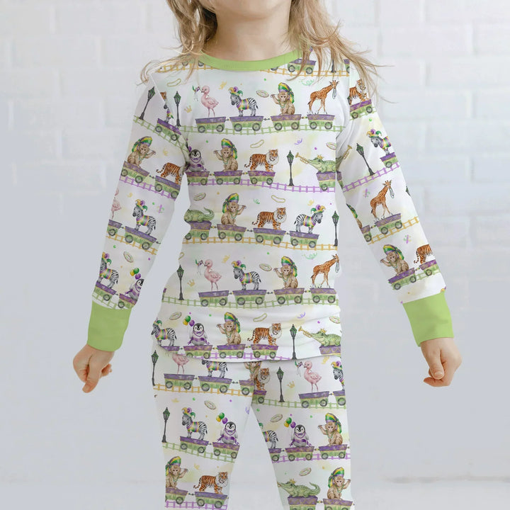 Mardi Gras Jungle Krewe Bamboo Two Piece Long Sleeve Pajama Set