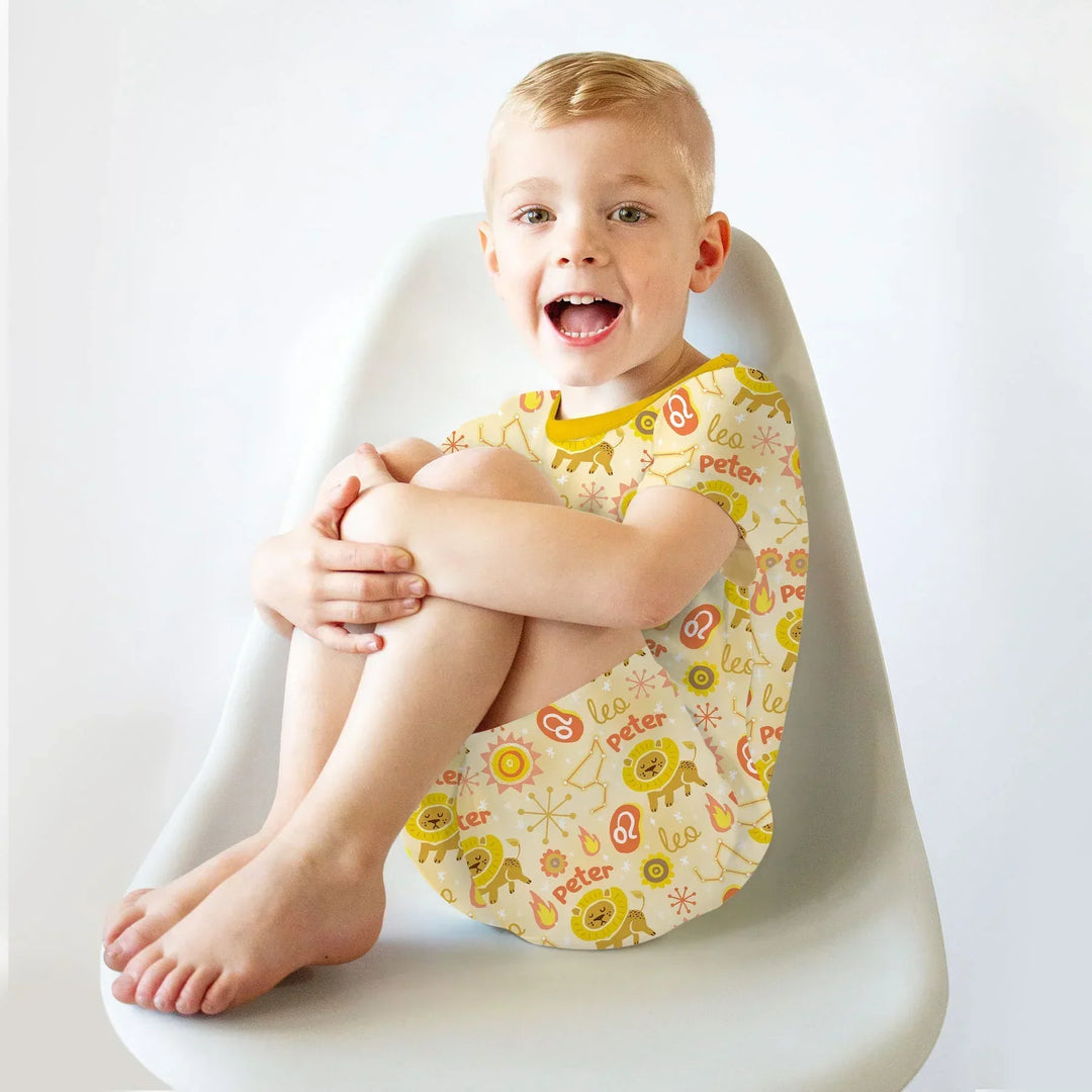 Custom Name Zodiac Leo Bamboo Two Piece Short Sleeve Shorts Pajama Set
