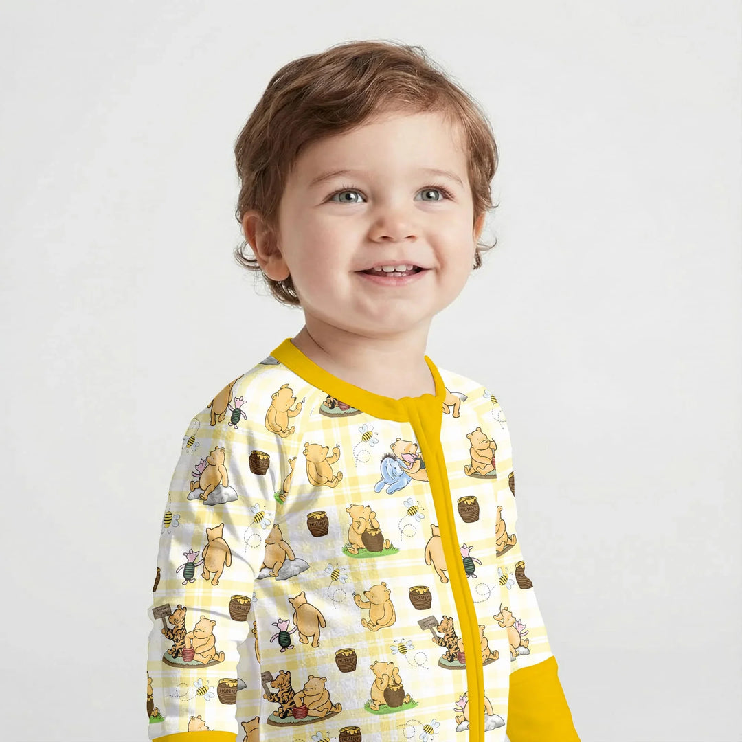 Bear & Friends Yellow Plaid Bamboo Convertible Zippy