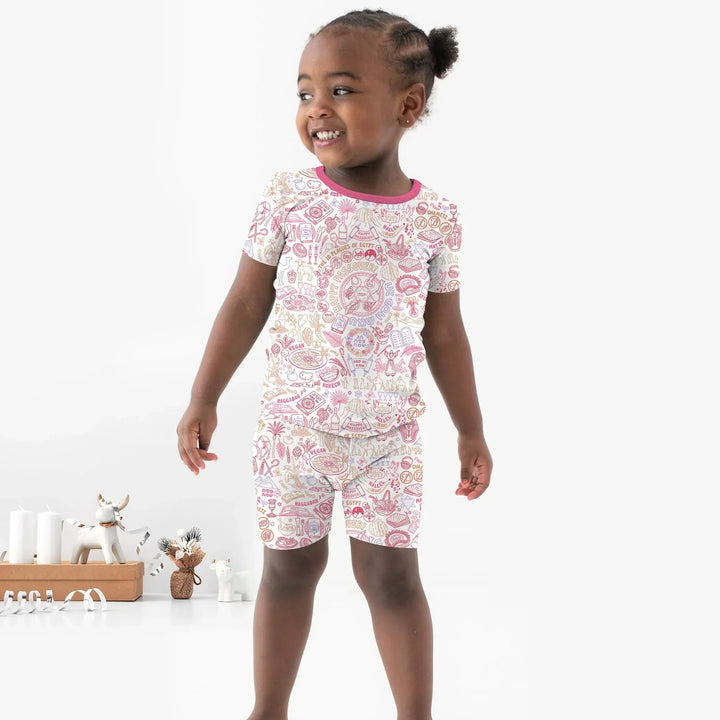 Doodle Passover Matching Family Bamboo Two Piece Short Sleeve Shorts Pajama Set