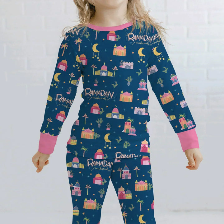 Ramadan Kareem Family Matching Bamboo Two Piece Long Sleeve Pajama Set