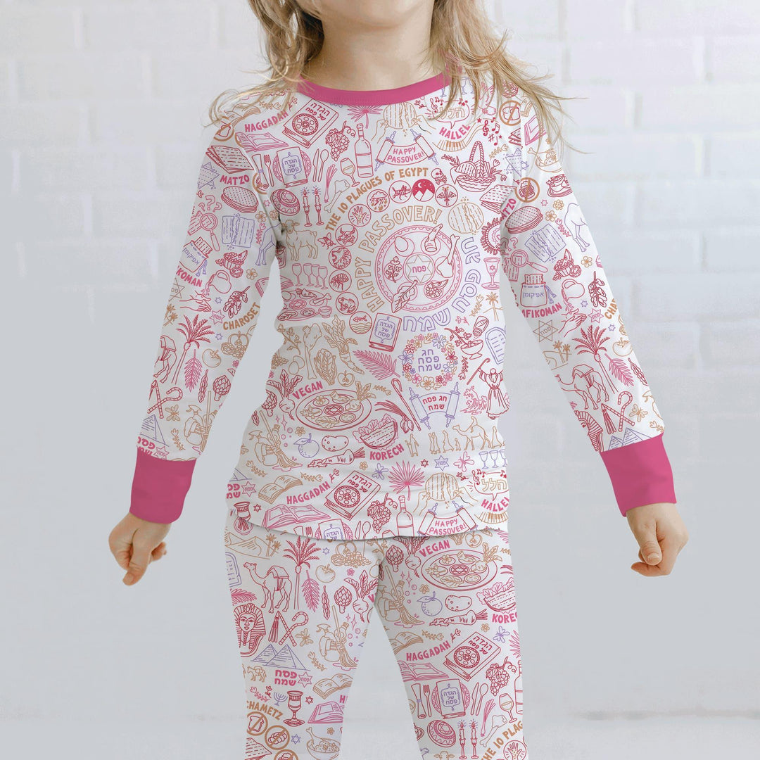 Doodle Passover Matching Family Bamboo Two Piece Long Sleeve Pajama Set