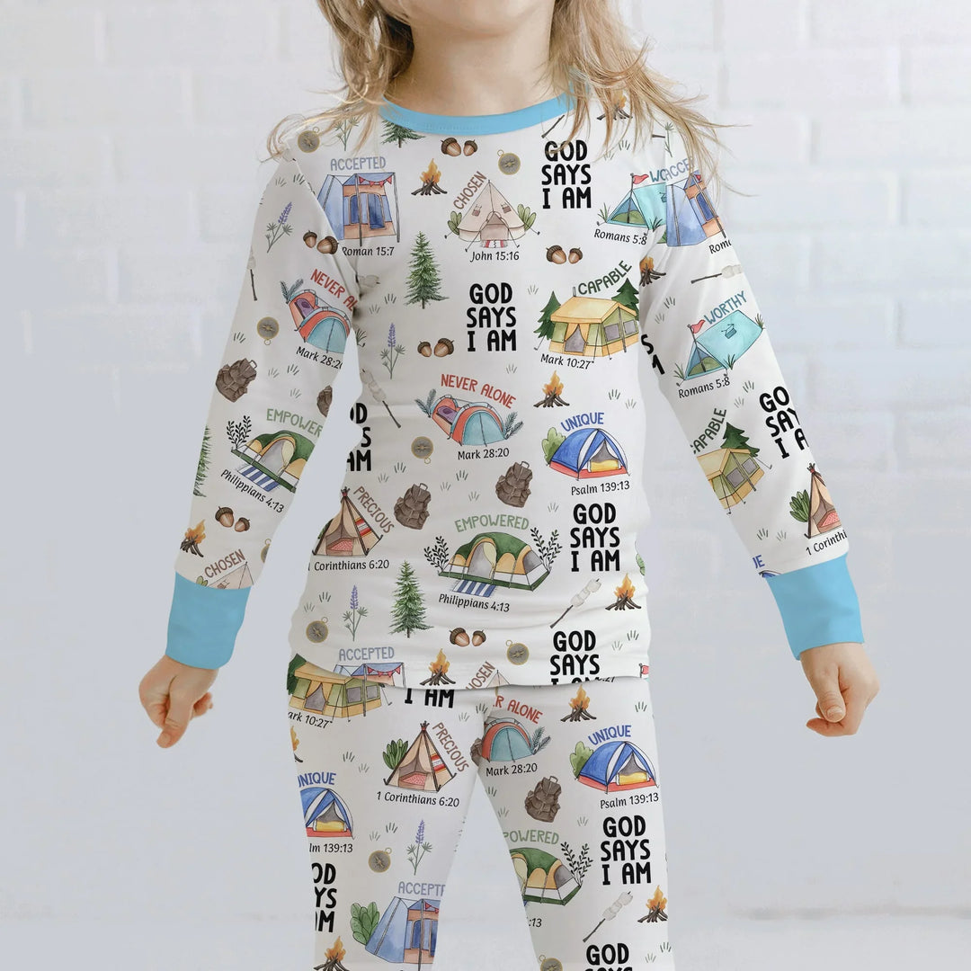 God Says I Am – Adventure Affirmations Bamboo Two Piece Long Sleeve Pajama Set