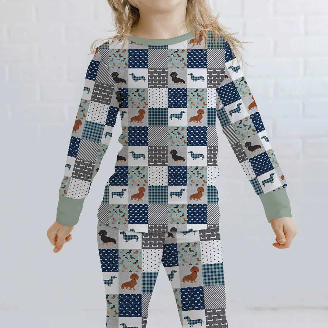 Playful Dachshund Delight Bamboo Two Piece Long Sleeve Pajama Set