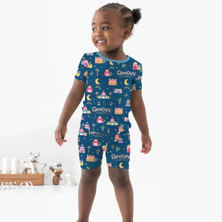 Ramadan Kareem Family Matching Bamboo Two Piece Short Sleeve Shorts Pajama Set