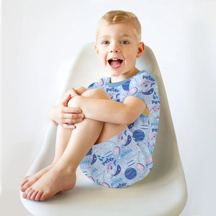 Custom Name Zodiac Pisces Bamboo Two Piece Short Sleeve Shorts Pajama Set