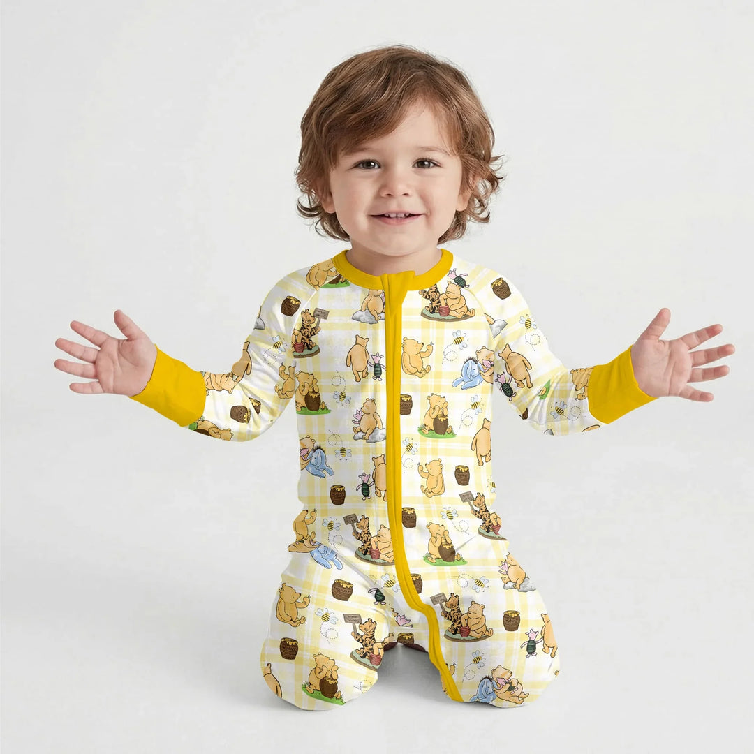 Bear & Friends Yellow Plaid Bamboo Convertible Zippy