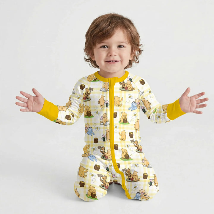 Bear & Friends Yellow Plaid Bamboo Convertible Zippy