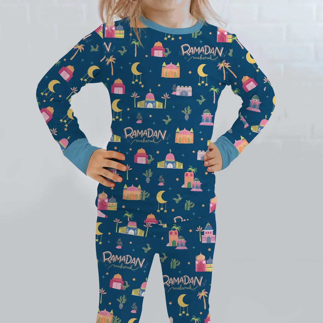 Ramadan Kareem Family Matching Bamboo Two Piece Long Sleeve Pajama Set