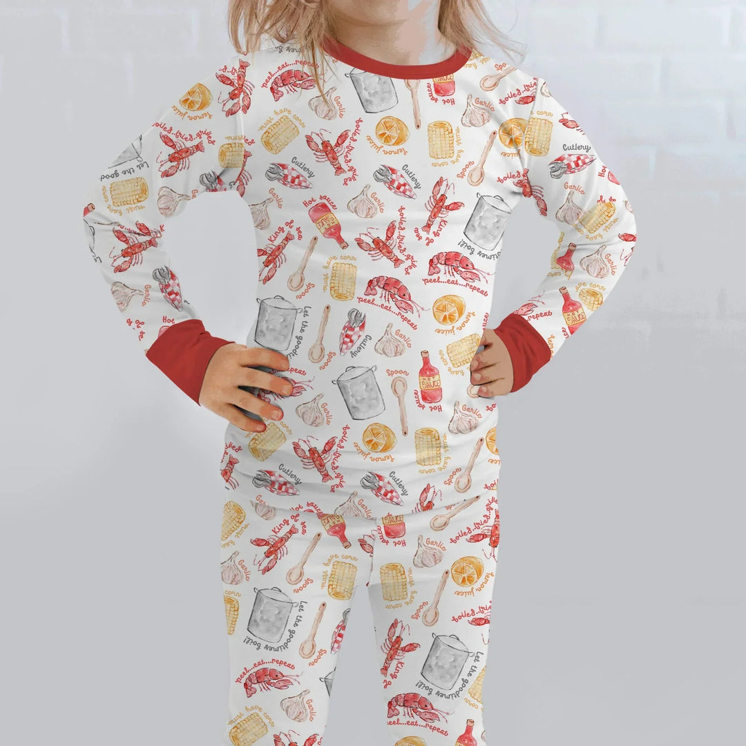 Crawfish Boil Bamboo Two Piece Long Sleeve Pajama Set