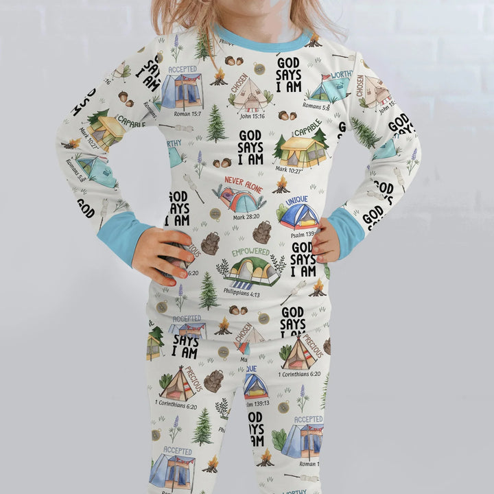 God Says I Am – Adventure Affirmations Bamboo Two Piece Long Sleeve Pajama Set