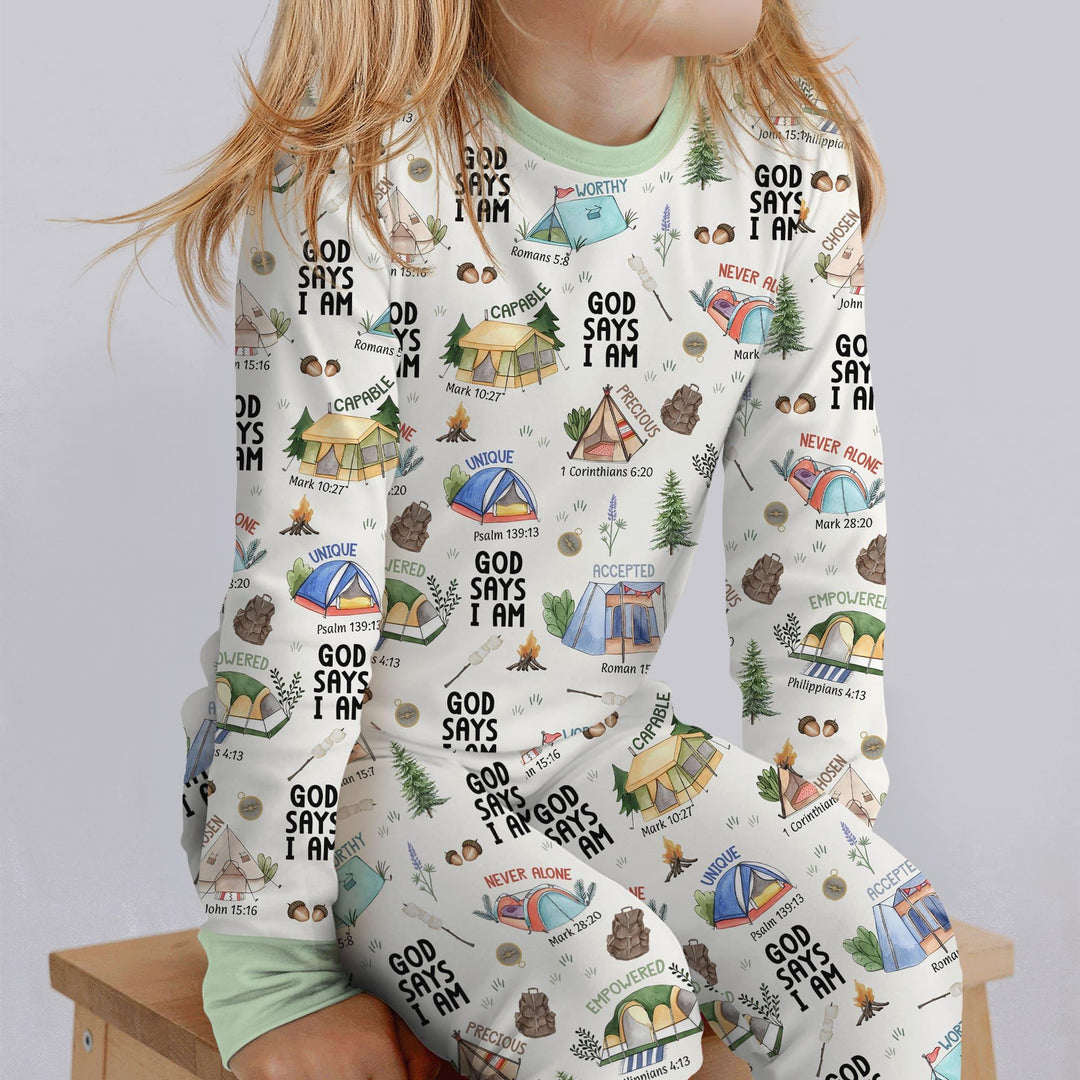 God Says I Am – Adventure Affirmations Bamboo Two Piece Long Sleeve Pajama Set