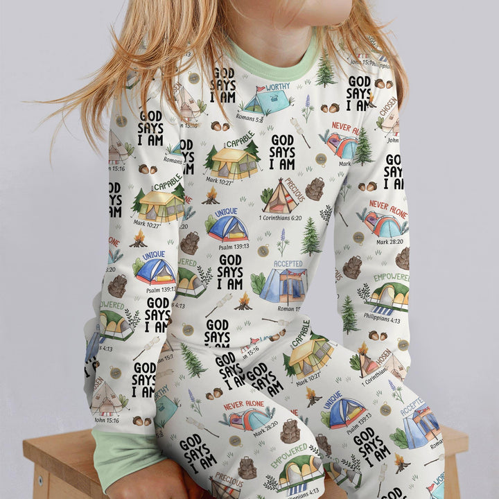 God Says I Am – Adventure Affirmations Bamboo Two Piece Long Sleeve Pajama Set