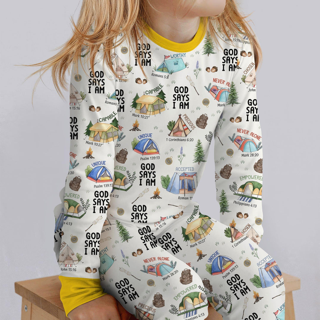 God Says I Am – Adventure Affirmations Bamboo Two Piece Long Sleeve Pajama Set