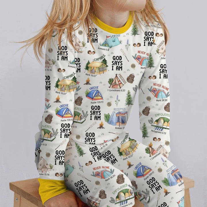 God Says I Am – Adventure Affirmations Bamboo Two Piece Long Sleeve Pajama Set