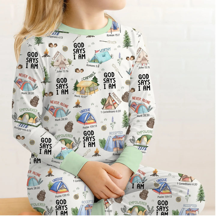 God Says I Am – Adventure Affirmations Bamboo Two Piece Long Sleeve Pajama Set