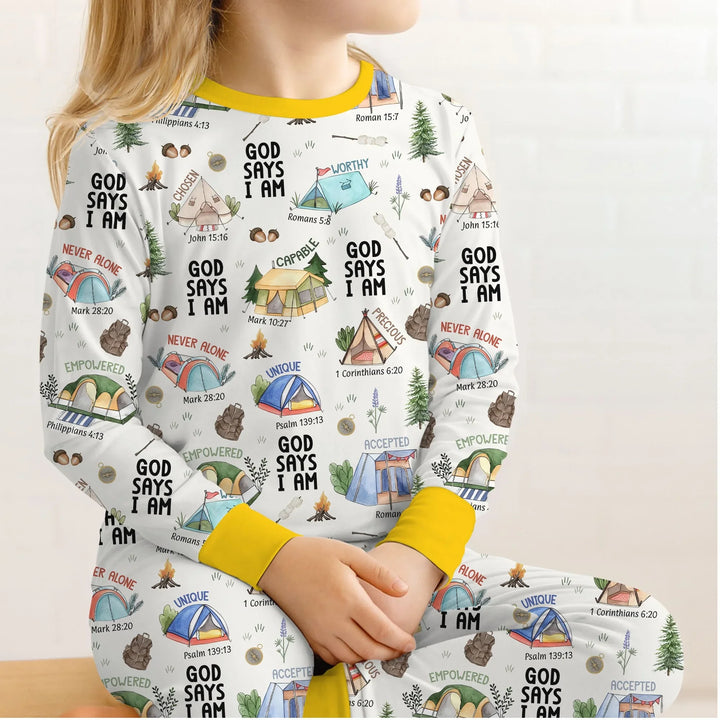 God Says I Am – Adventure Affirmations Bamboo Two Piece Long Sleeve Pajama Set