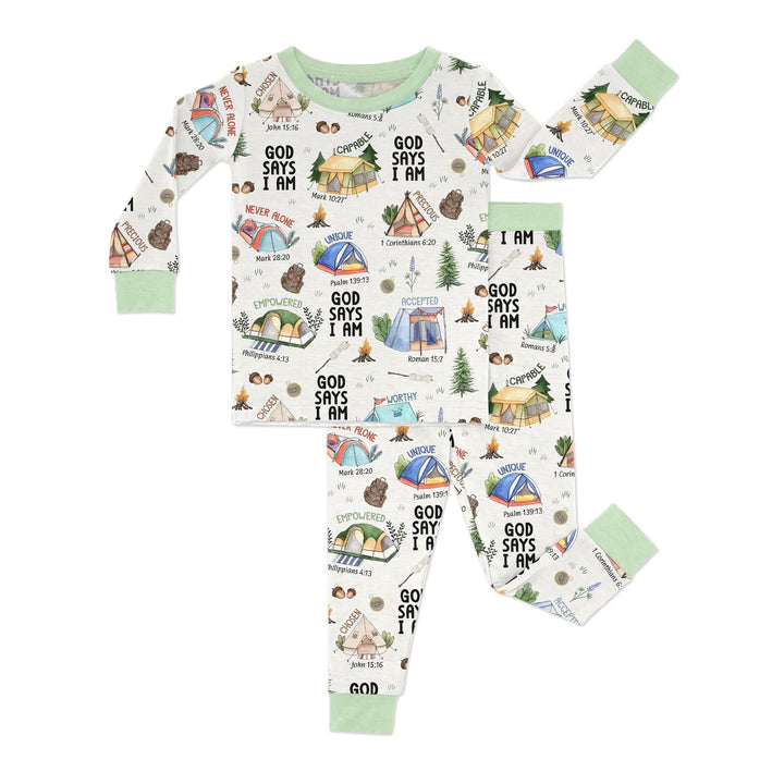 God Says I Am – Adventure Affirmations Bamboo Two Piece Long Sleeve Pajama Set