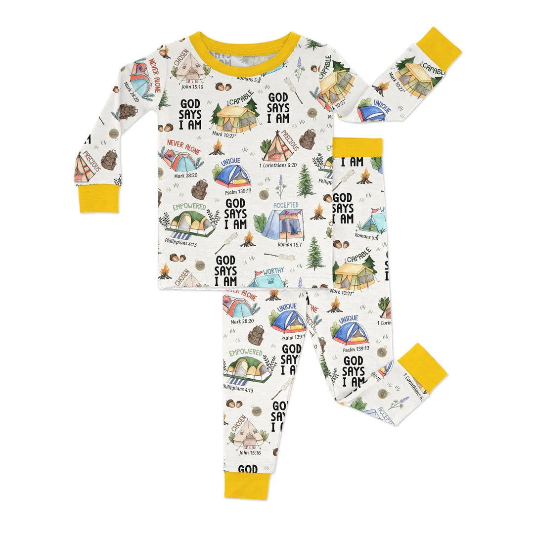 God Says I Am – Adventure Affirmations Bamboo Two Piece Long Sleeve Pajama Set