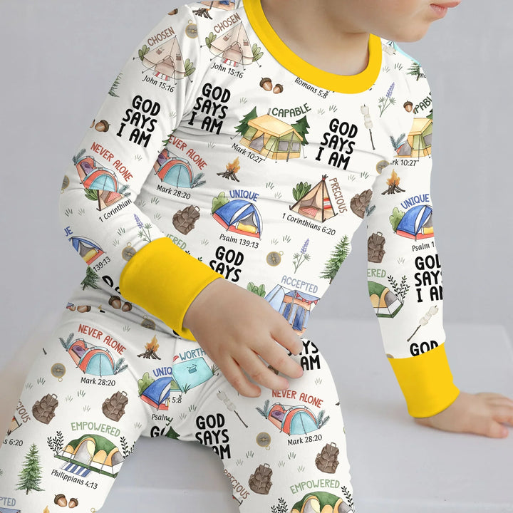 God Says I Am – Adventure Affirmations Bamboo Two Piece Long Sleeve Pajama Set