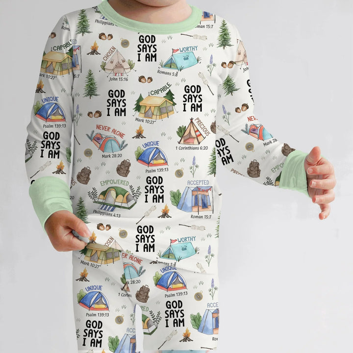 God Says I Am – Adventure Affirmations Bamboo Two Piece Long Sleeve Pajama Set