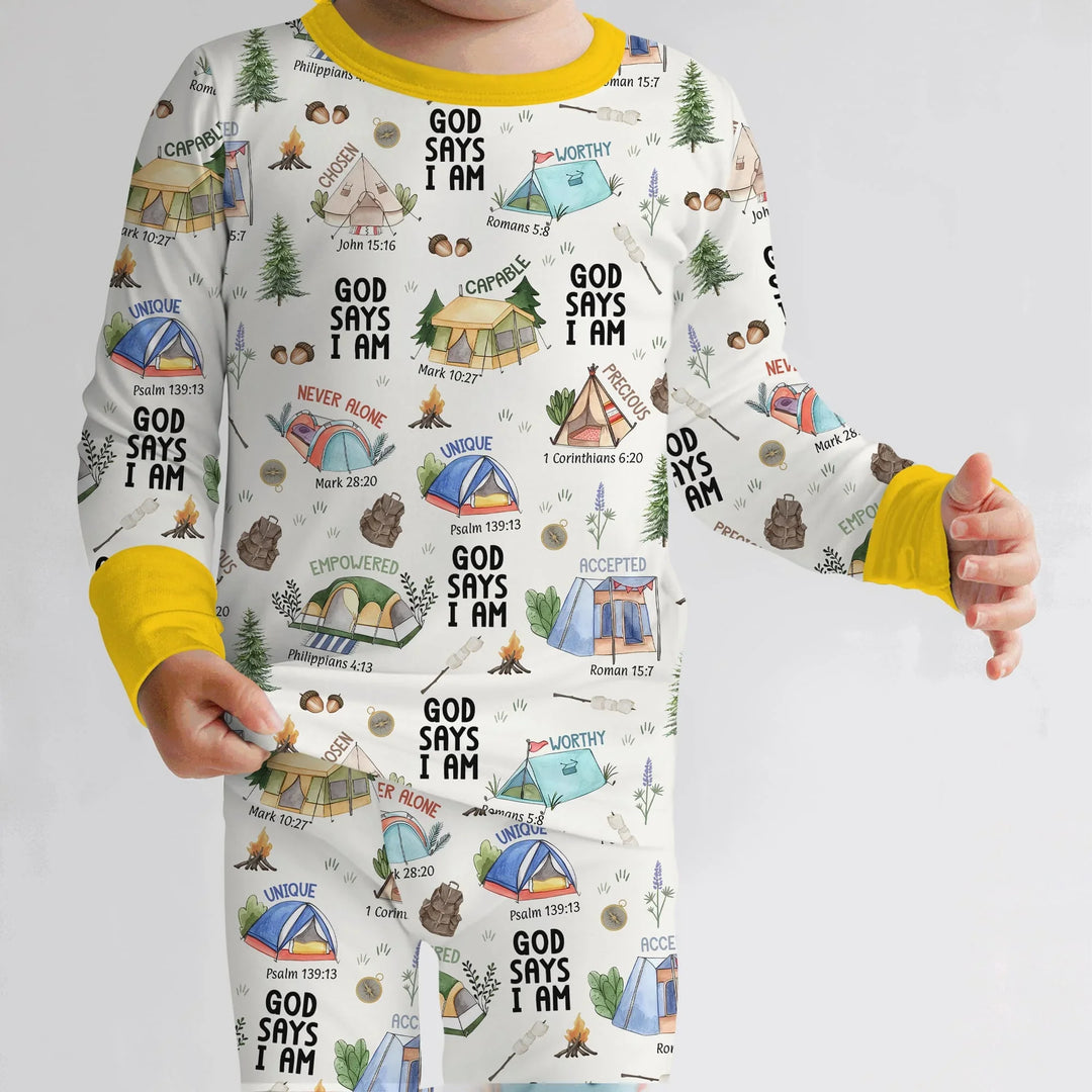 God Says I Am – Adventure Affirmations Bamboo Two Piece Long Sleeve Pajama Set