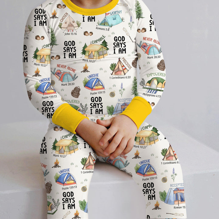 God Says I Am – Adventure Affirmations Bamboo Two Piece Long Sleeve Pajama Set
