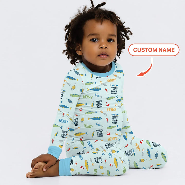 Fishing Squad Family Matching Bamboo Two Piece Long Sleeve Pajama Set