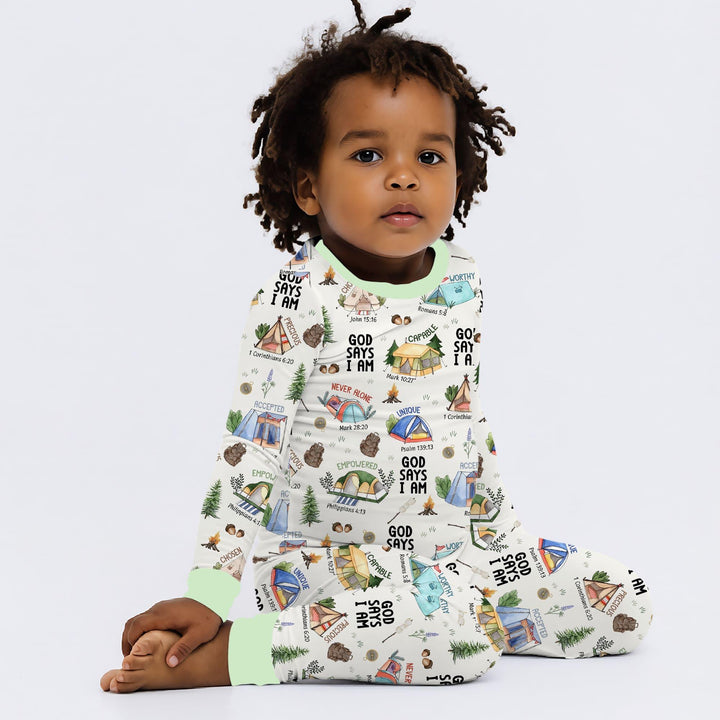 God Says I Am – Adventure Affirmations Bamboo Two Piece Long Sleeve Pajama Set