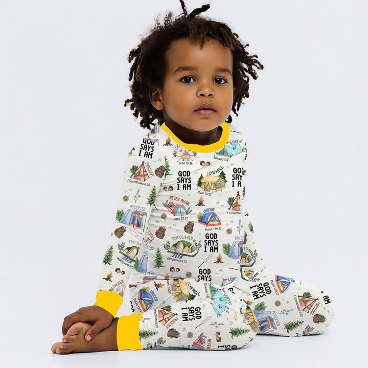 God Says I Am – Adventure Affirmations Bamboo Two Piece Long Sleeve Pajama Set