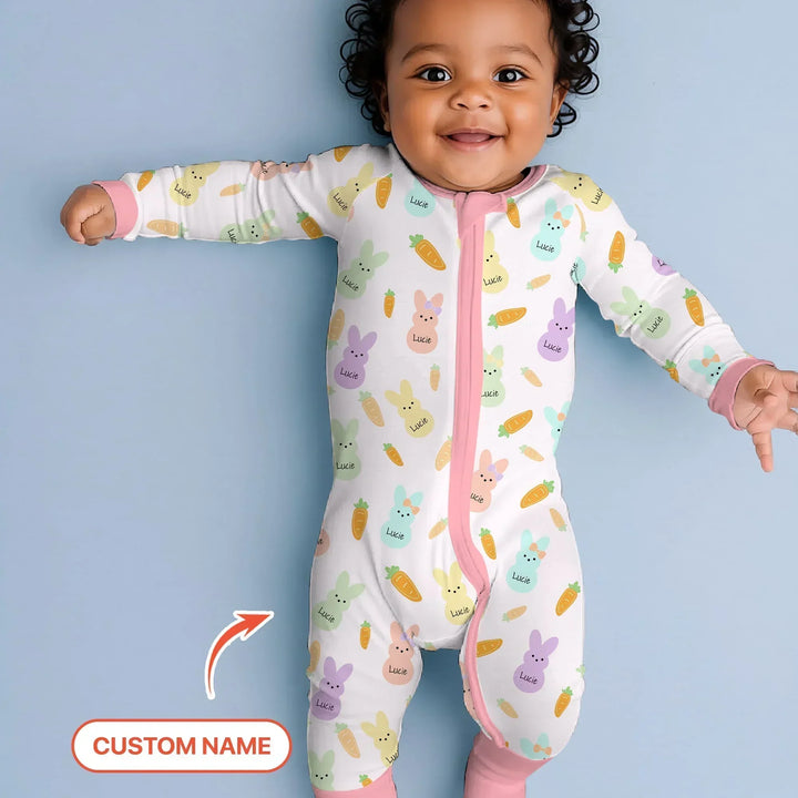 Custom Name Easter Bunny Bamboo Convertible Zippy