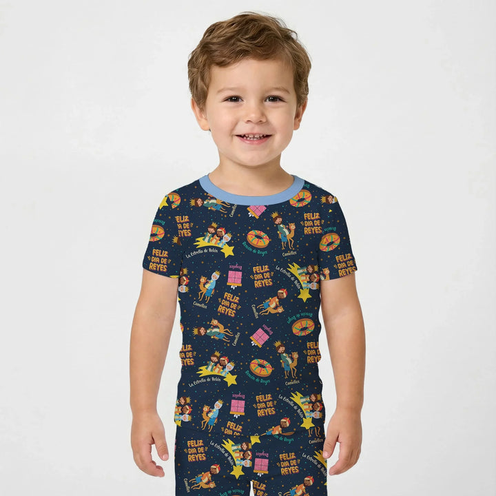 Feliz Dia de Reyes Bamboo Two Piece Short Sleeve Pajama Set