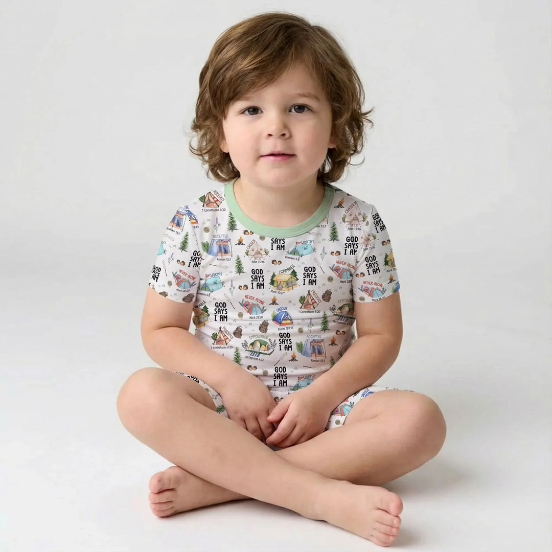 God Says I Am – Adventure Affirmations Short Sleeve Shorts Pajama Set